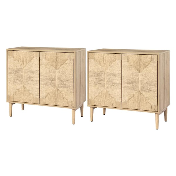 JAYDEN CREATION Gustal Oak Transitional 30.5 in. Tall Wood 2-Door Accent Cabinet (Set of 2)