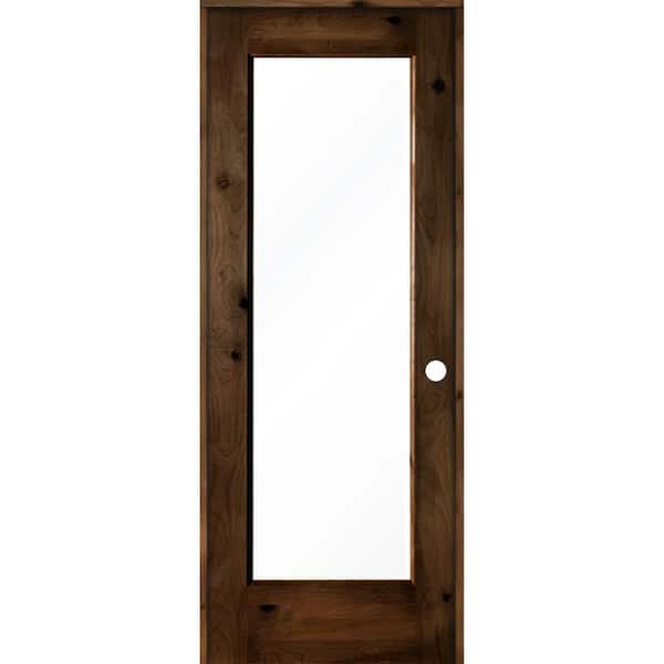 28 in. x 80 in. Rustic Knotty Alder Left-Hand Full-Lite Clear Glass Provincial Stain Wood Single Prehung Interior Door