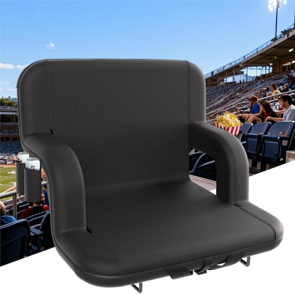 6-Position Stadium Seat with Back Support, 20-25 in. Width, Non-Slip Base, Memory Foam Cushion, Waterproof 600D Fabric
