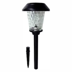 Solar Black Metal Outdoor Integrated LED Landscape Path Light with Dimple Glass Lens