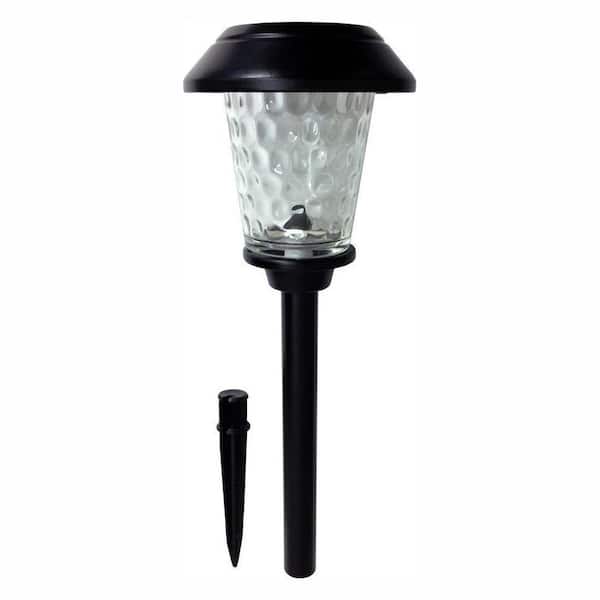 Hampton Bay Solar Black Metal Outdoor Integrated LED Landscape Path Light with Dimple Glass Lens