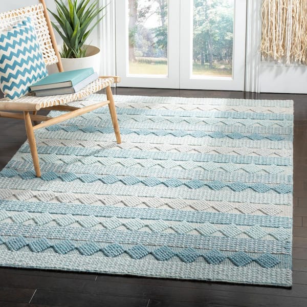 Natura Blue/Ivory 8 ft. x 10 ft. Multi-Diamond Geometric Area Rug