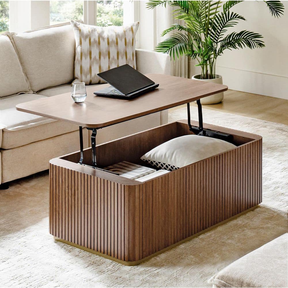 JAYDEN CREATION Hector 47.75 in. Acorn Rectangle Wood Coffee Table