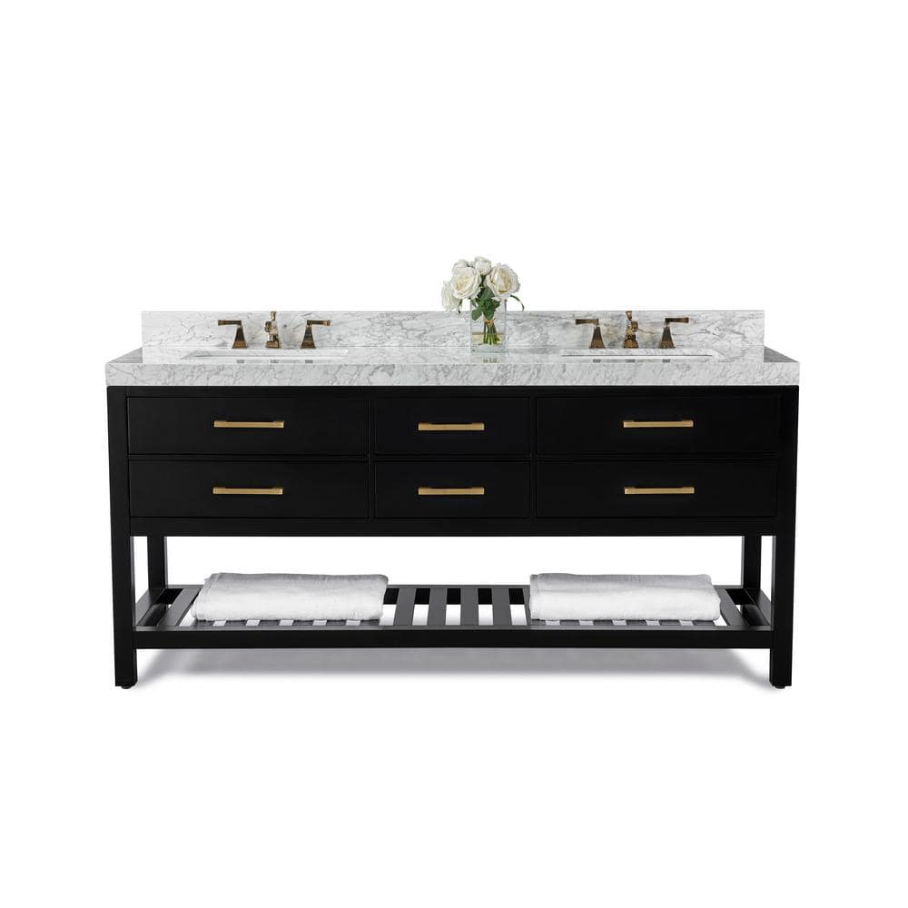 Elizabeth 72" Black Onyx Double Freestanding Bath Vanity Set