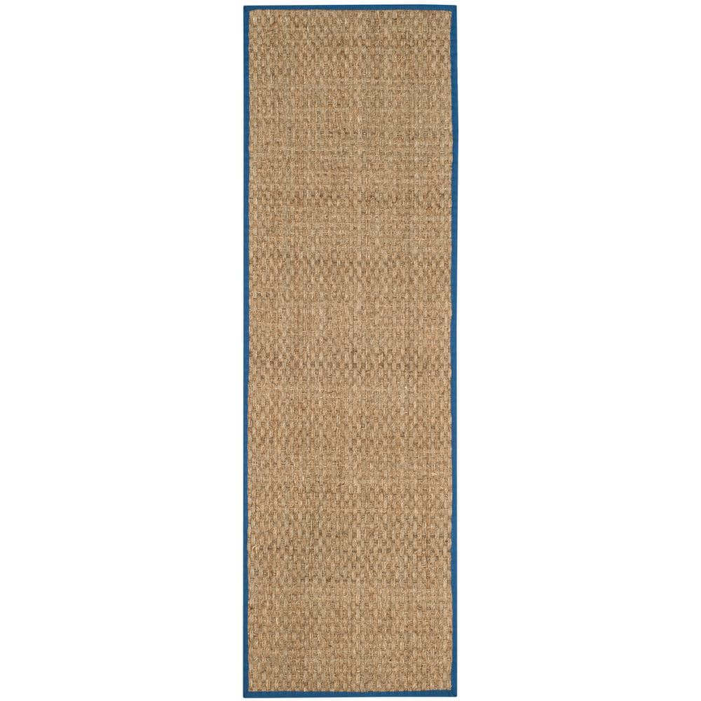 Natural Fiber Beige/Navy 3 ft. x 6 ft. Border Woven Runner Rug price history on PriceWatchPro