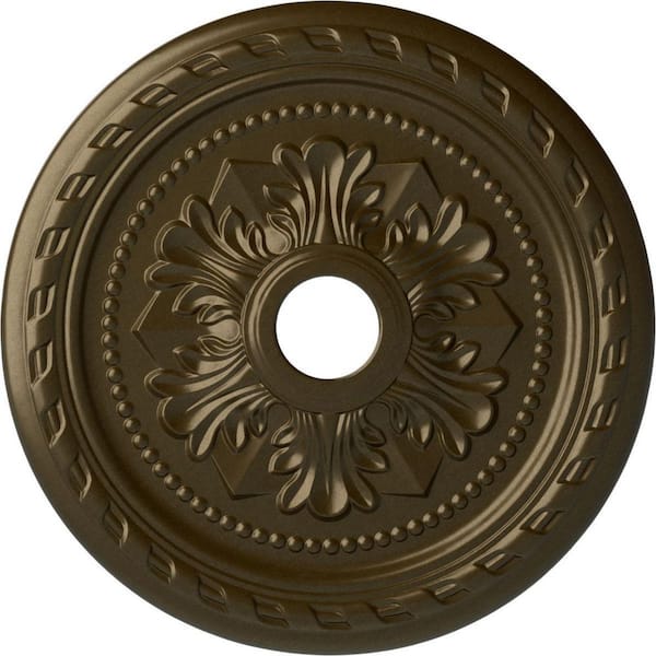 Ekena Millwork 1-5/8" x 23-5/8" x 23-5/8" Polyurethane Palmetto Ceiling Medallion, Brass