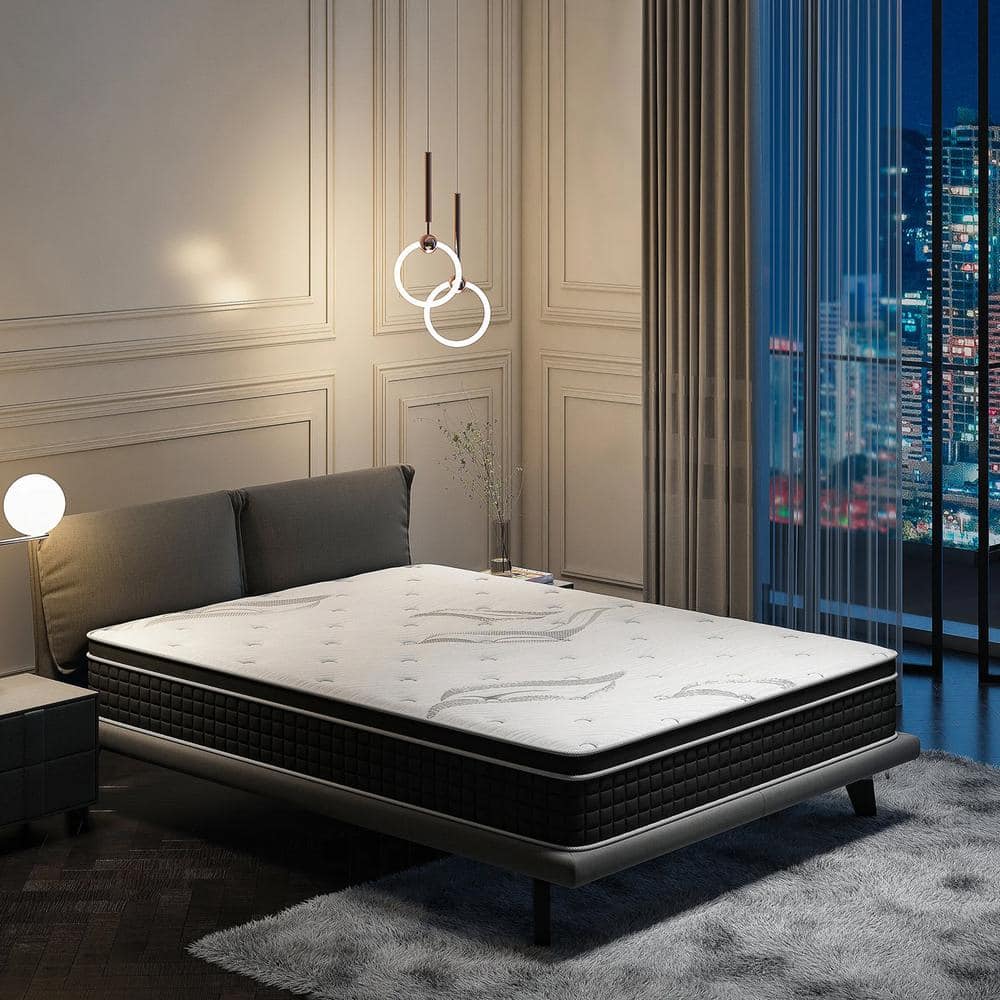 Crystli King Medium Gel Memory Foam 12 in. Hybrid Mattress Bed-in