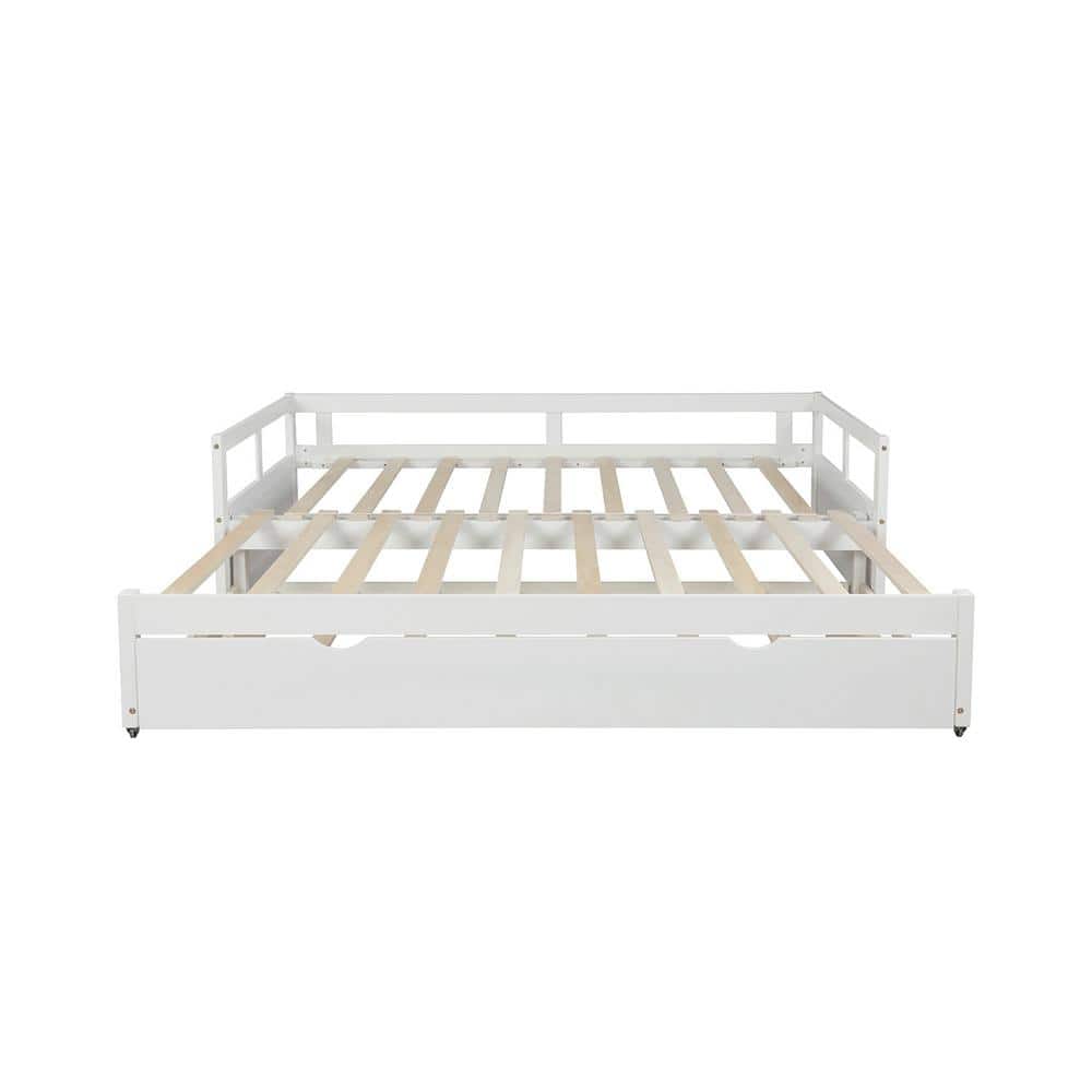 78.1 in. W White Wooden Daybed with Trundle