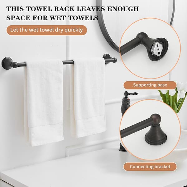 Traditional 24 in. Wall Mounted Bathroom Accessories Towel Bar Space Saving and Easy to Install in Oil Rubbed Bronze