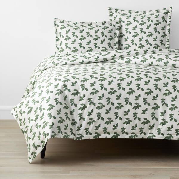 Leaf Green Sateen Queen Flat Sheet 