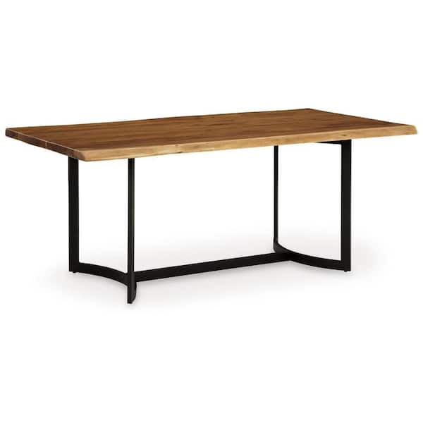 Dinno Brown Wood 38.63 in. Trestle Dining Table Seats-6