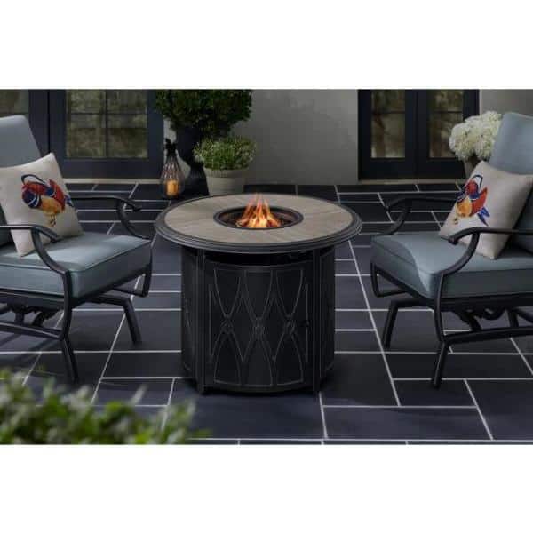 Home Decorators Collection Kendrick 35.04 in. x 25.20 in. Steel Round Propane Gas Firepit