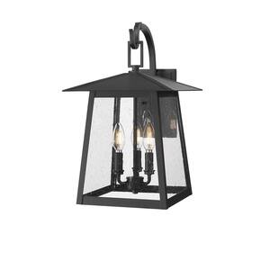 Rainer 19 in. Black Outdoor Hardwired Wall Sconce with no bulbs included