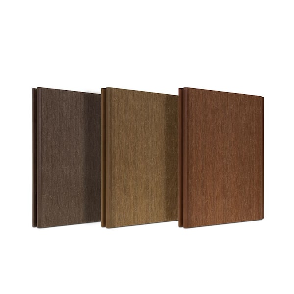 Samples Composite Wood Fence 0.5 ft. x 0.5 ft. Mocha, Saddle, & Maple Brown WPC Brushed Fence Panel 0.79 in. Thick