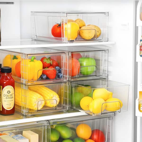 Wudkey 2 Pack Clear Stackable Pull-Out Plastic Storage Drawer