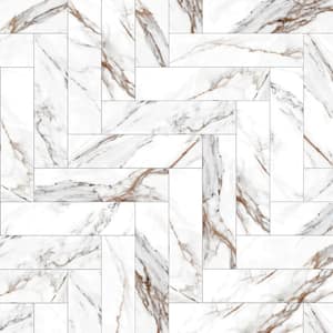 Elegance Gold Subway 3.15 in. x 12.99 in. Matte Porcelain Marble look Floor and Wall Tile (9.04 sq. ft./Case)