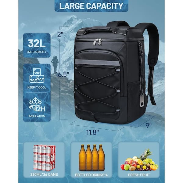 Large Insulated Backpack Cooler 36 Can Capacity Leakproof Waterproof Travel Insulated Cooler Backpack Leakproof Soft Bag Holds 36 Cans  main image 2