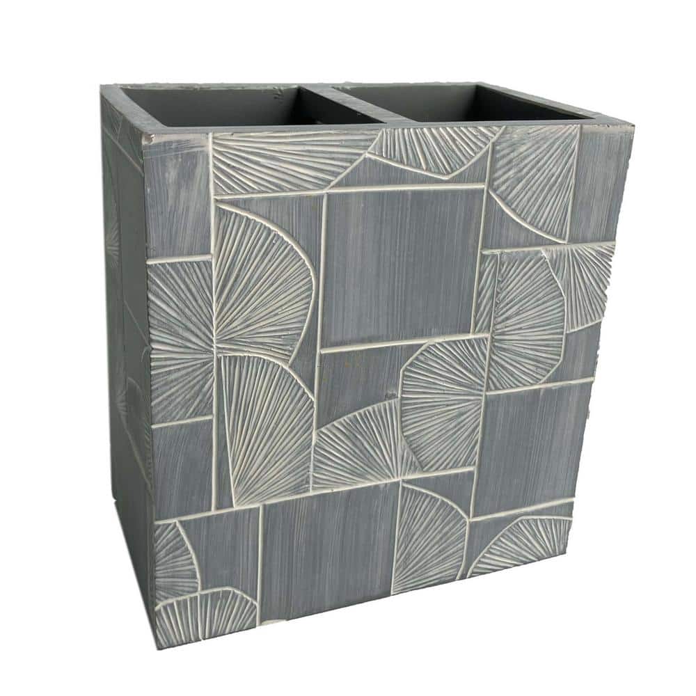 Gray Tile Pattern Resin Toothbrush Holder with Weathered Embellishment