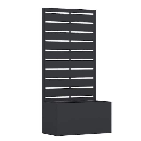 Lumioca 46.8 in. H x 23.1 in. W Black Metal Rectangle Outdoor Planting Box With Venetian Blinds Shape Climbing Frame Wall Decor.