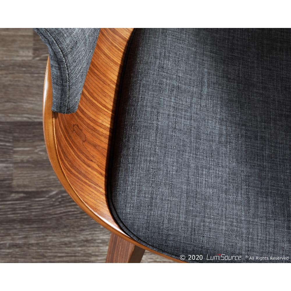 Mid-Century Modern Gray Faux Leather Upholstered Arm Chair