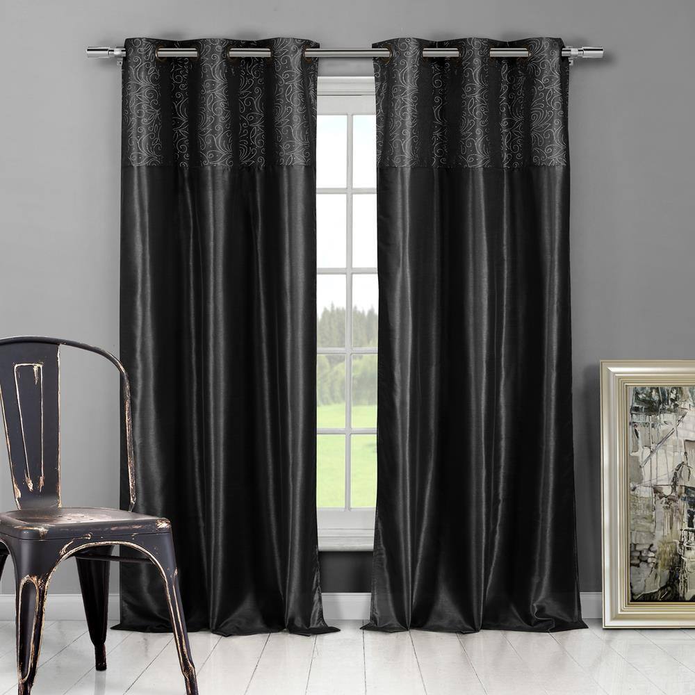 Minkana 54 in. W x 84 in. L Polyester Window Panel in Black
