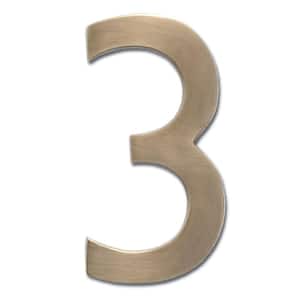 4 in. Antique Brass Floating House Number 3