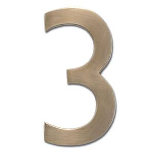 5 in. Antique Brass Floating House Number 3
