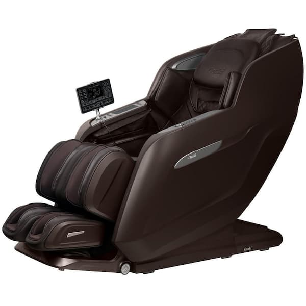 Achilles Series Brown Faux Leather Reclining 4D Massage Chair, 360 Rotating Footrest, Heated Lumbar, Extended SL Tracks