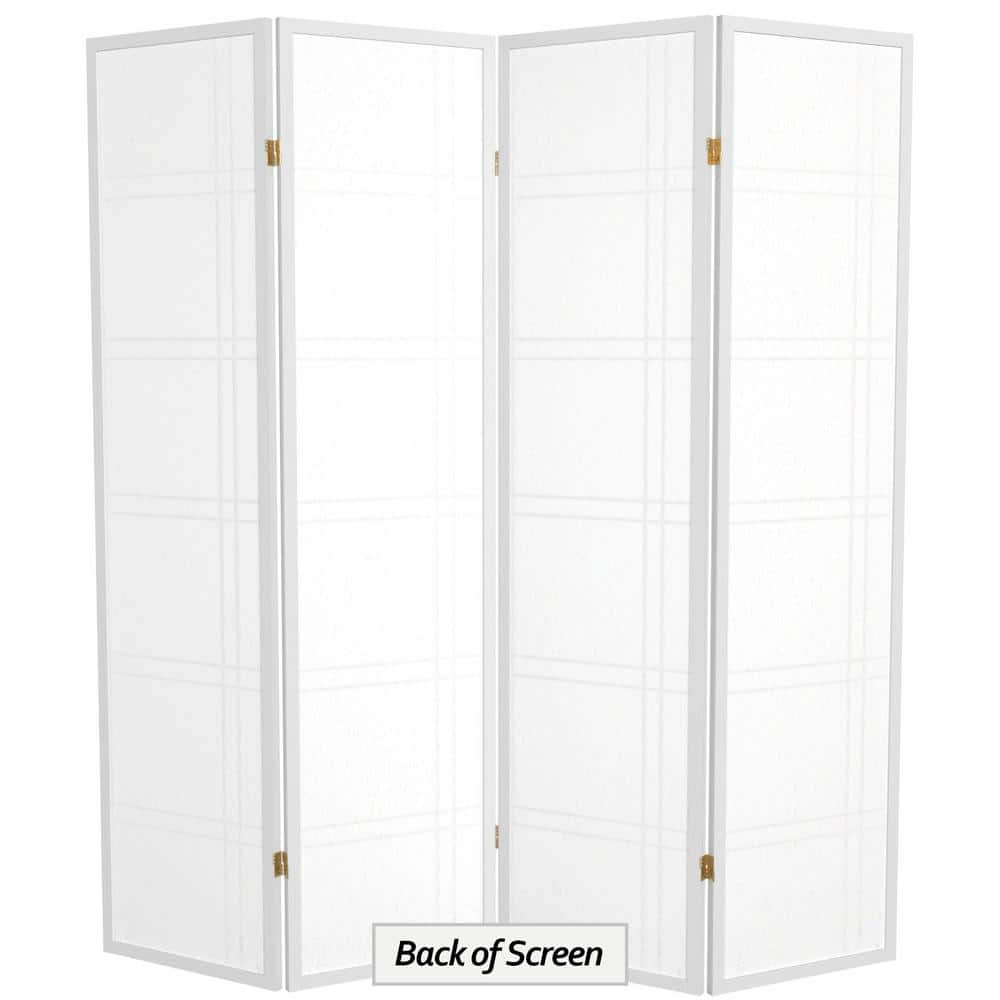 White 6 ft. Tall Shoji Folding Room Divider with Hardwood Frame