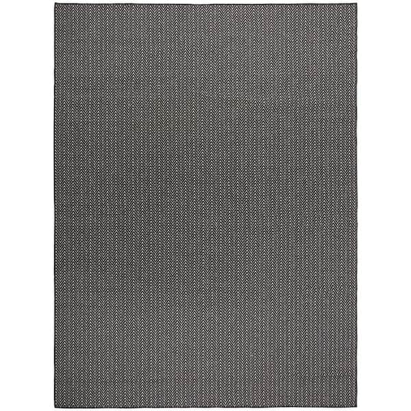 Nourison Horizon Indoor/Outdoor Black 10 ft. x 14 ft. Geometric Contemporary Area Rug