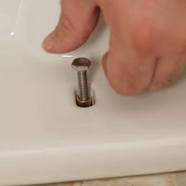 Universal Brass and White Toilet Hardware Kit with Caps