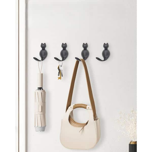 Wudkey 6 Pack Cute Cat Zinc Alloy Wall Hooks in Gray, Coat Hooks