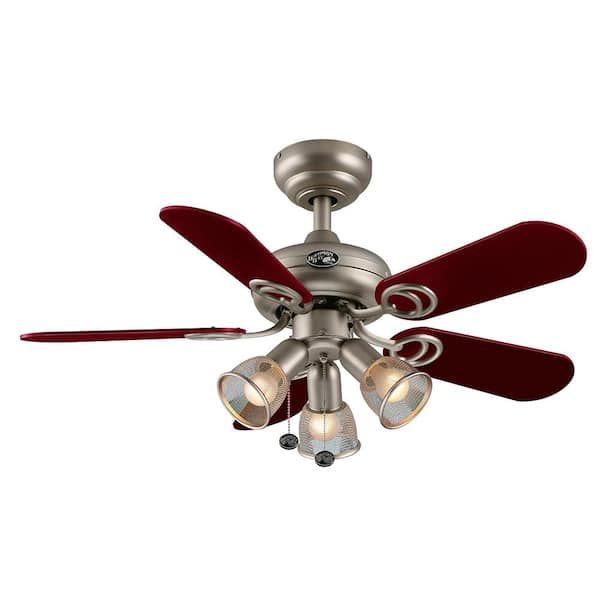 Hampton Bay San Marino 36 in. LED Indoor Brushed Steel Ceiling Fan with  Light Kit 87653