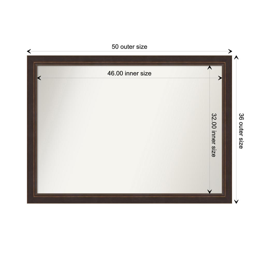 Lara Bronze 50.5 in. x 36.5 in. Custom Non-Beveled Wood FramedBathroom Vanity Wall Mirror price history on PriceWatchPro