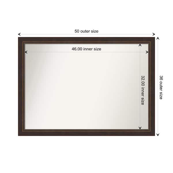 Amanti Art Lara Bronze 50.5 in. x 36.5 in. Custom Non-Beveled Wood FramedBathroom Vanity Wall Mirror