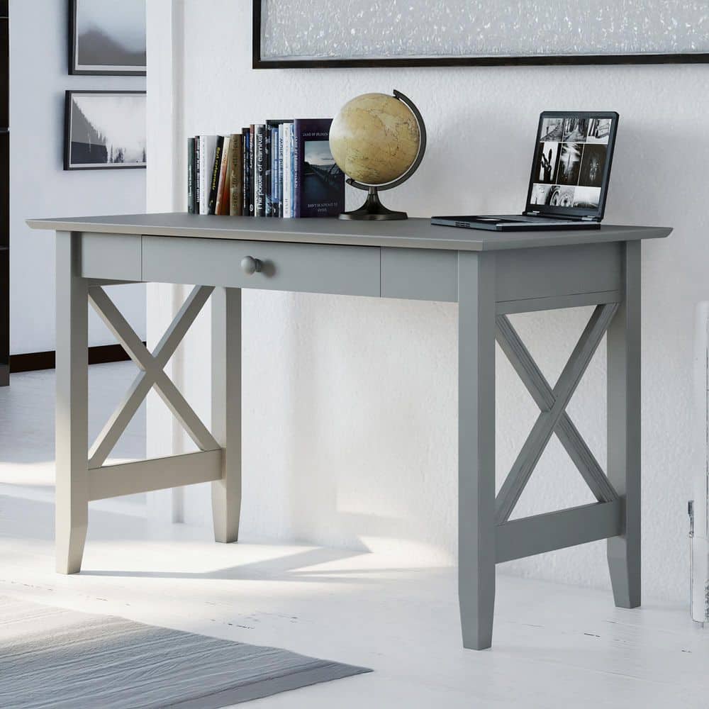 AFI 48 in. Rectangular Gray 1-Drawer Writing Desk with Solid Wood
