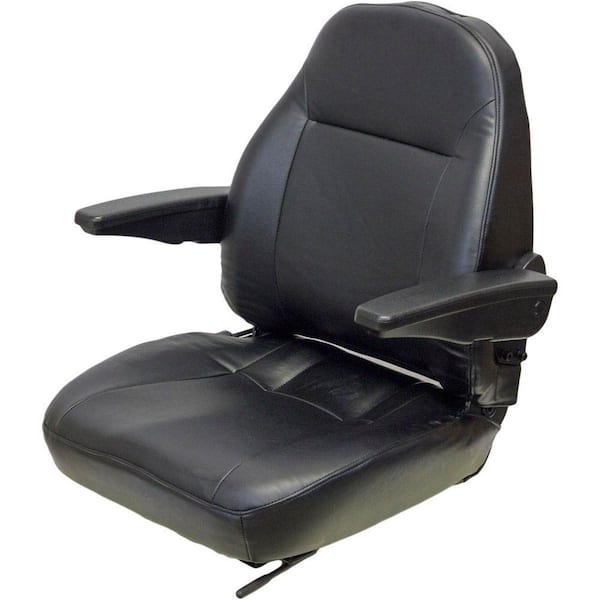 Black KM 441 Seat Assembly for Turf, Material Handling, Skid Steers, and Ground Service Equipment with Armrests