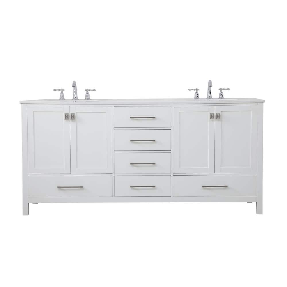 Simply Living 72 in. W x 22 in. D x 34 in. H Bath Vanity in White with Cala