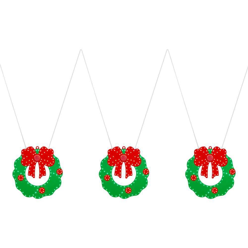 10 in. 408 Count Christmas Hi-Vibrant Red and Green Color LED Wreaths with Bows (3-Pack) price history on PriceWatchPro