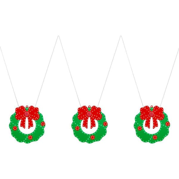 10 in. 408 Count Christmas Hi-Vibrant Red and Green Color LED Wreaths with Bows (3-Pack)
