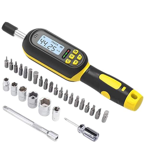 32PCS Digital Torque Screwdriver Set 2.66-53.1 in-lbs Inch lbs. Adjustable with Bits Sockets LED Buzzer