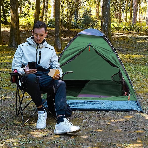 GARSING 2-Person Polyester Dome Tent with Carry Bag in Dark