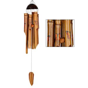 Asli Arts Collection, Butterfly Bamboo Chime, 25 in. Orange Wind Chime CBUO