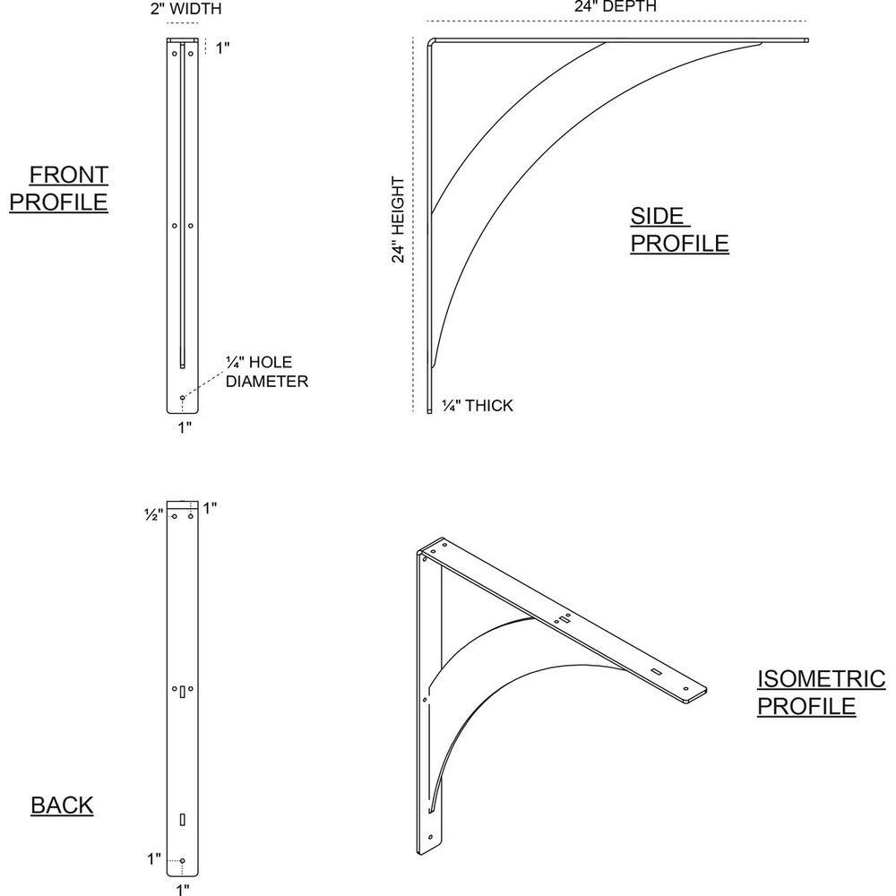 Hammered Gold 24'' Steel Bracket for Shelves