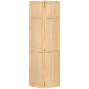 24 in. x 80 in. 24 in. Clear 6-Panel Solid Core Unfinished Wood Interior Closet Bi-Fold Door
