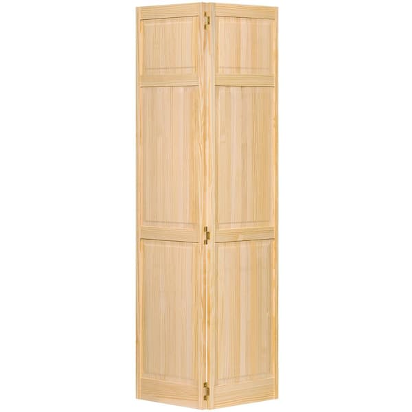 Kimberly Bay 30 in. x 80 in. 30 in. Clear 6-Panel Solid Core Unfinished Wood Interior Closet Bi-Fold Door