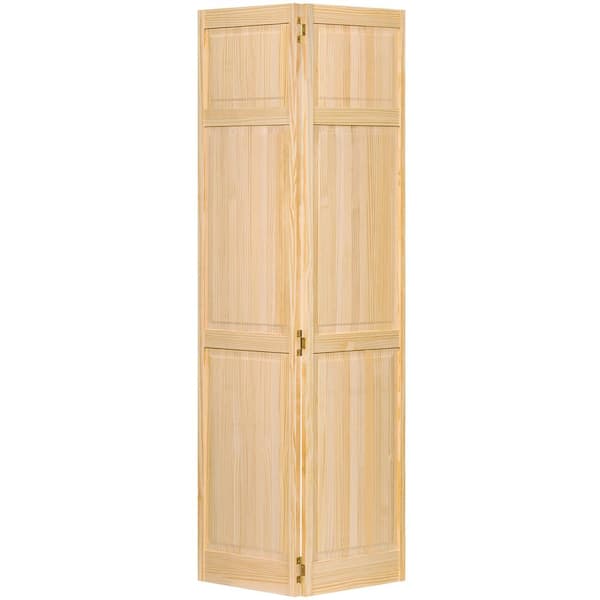36 in. x 84 in. Clear 6-Panel Solid Core Unfinished Wood Interior Closet Bi-Fold Door