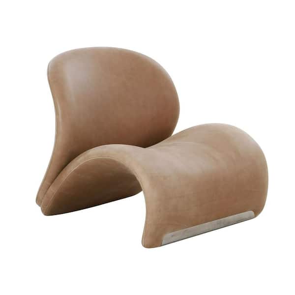 Benjara Brown and Silver Leather Side Chair