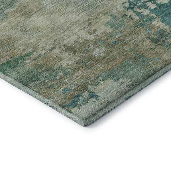 Mayfield Premium Machine Washable Abstract AMF2067 Teal 8 ft. x 10 ft. Area Rug