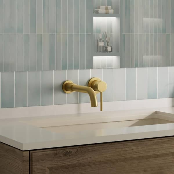 ANGELSEY Single Handle Wall-Mount Bathroom Sink Faucet Trim with Pop-Up Drain in Brushed Gold
